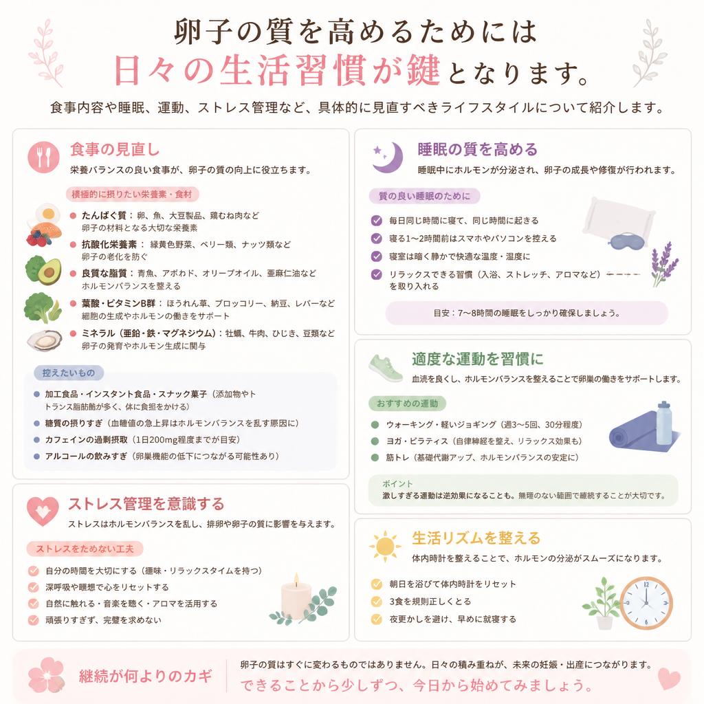 卵子の質改善のためのライフスタイル見直し