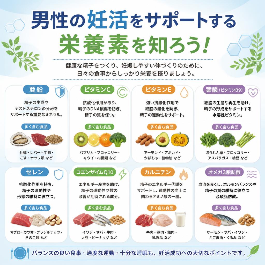 男性の妊活をサポートする栄養素を知ろう！