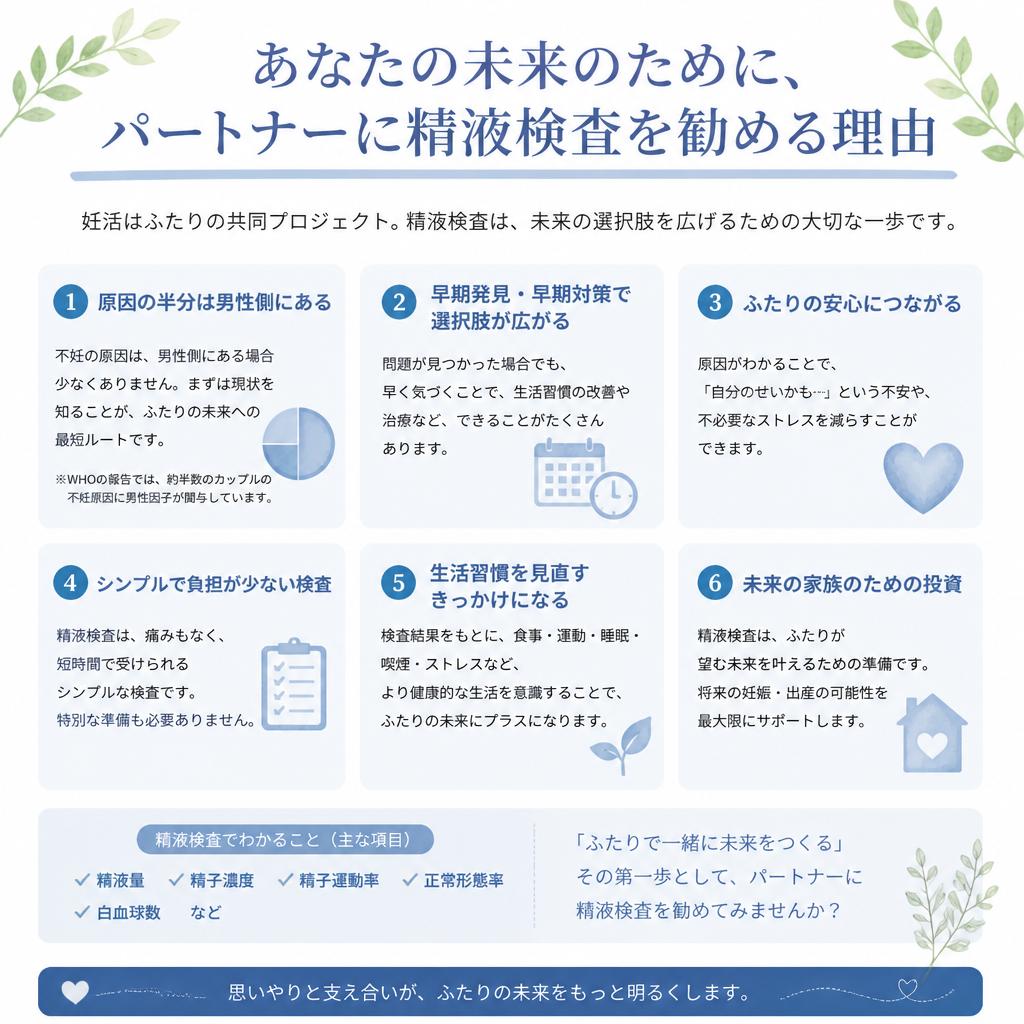あなたの未来のために、パートナーに精液検査を勧める理由