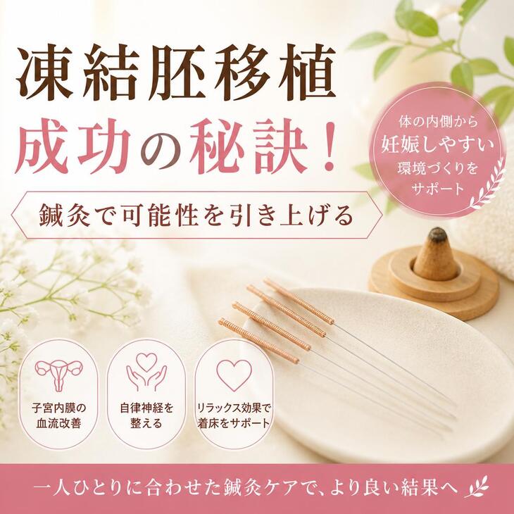 【中央区銀座】凍結胚移植成功の秘訣！鍼灸で可能性を引き上げる《銀のすず》