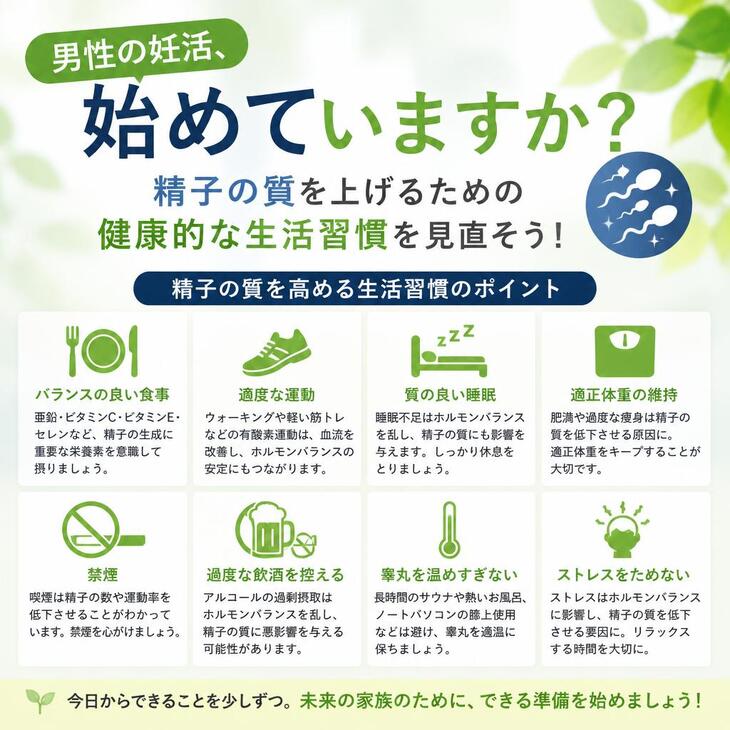 男性の妊活、始めていますか？精子の質を上げるための健康的な生活習慣を見直そう！～銀座の鍼灸院～