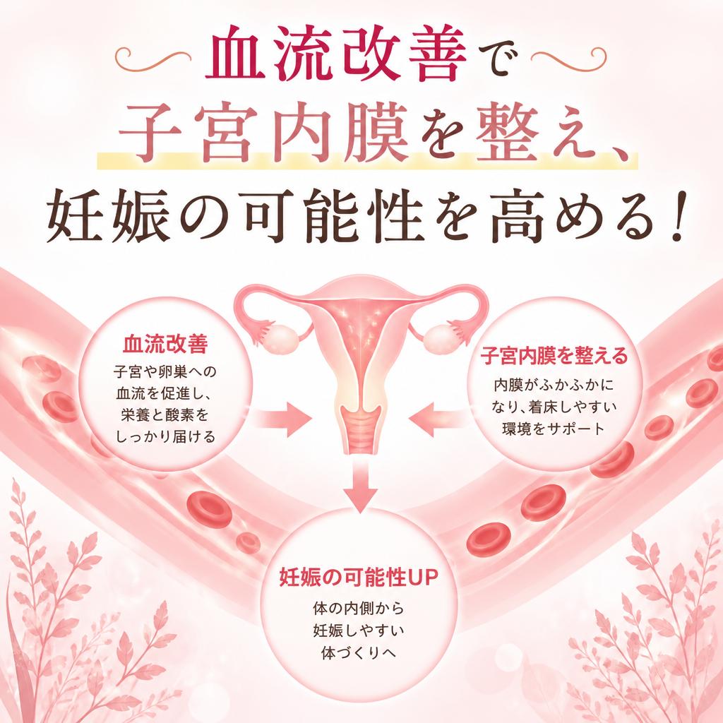 血流改善で子宮内膜を整え、妊娠の可能性を高める！